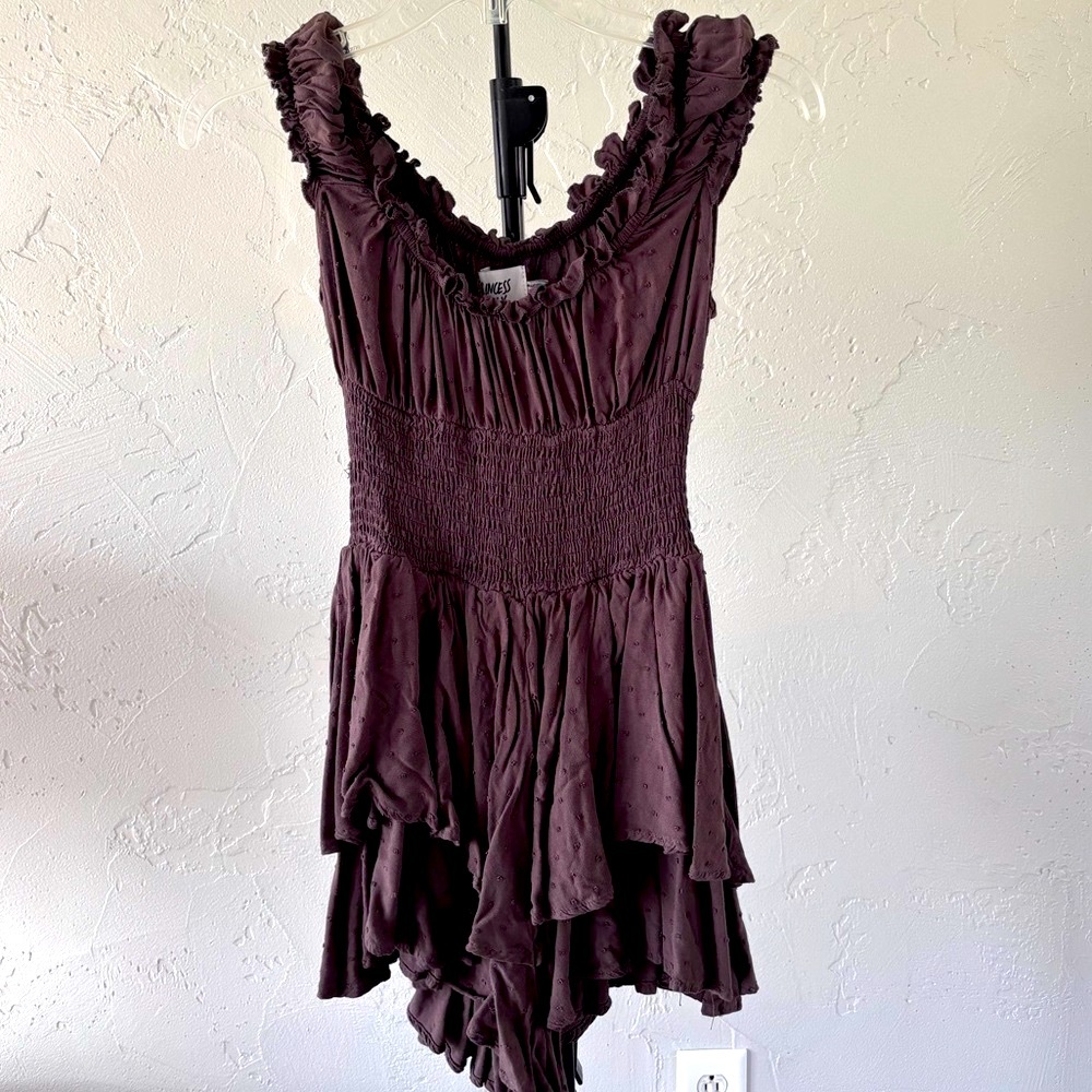 Princess Polly Brown Asymmetrical Fit and Flare Playsuit